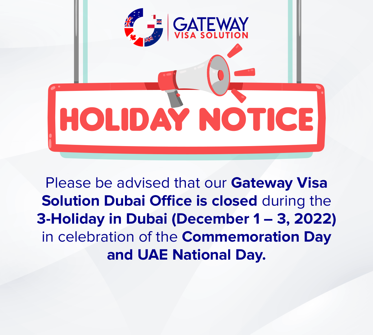 Dubai Holiday Announcement